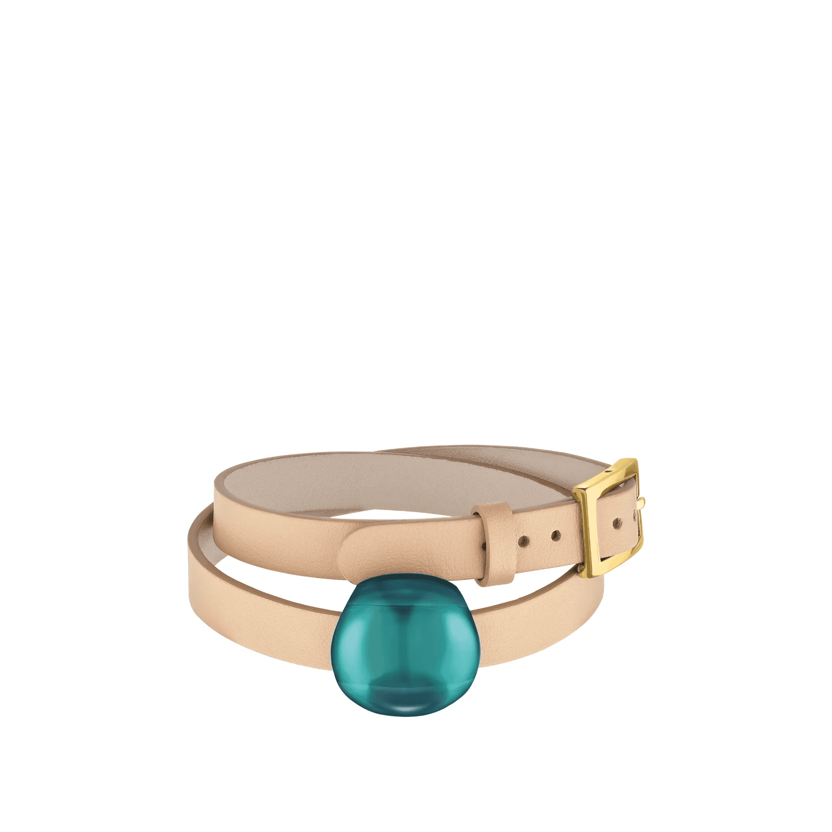 Lalique Cabochon Leather Bracelet - Deep Green Crystal 18K Yellow Gold Plated Jewelry by  Lalique at   FormFluent Sydney, Australia