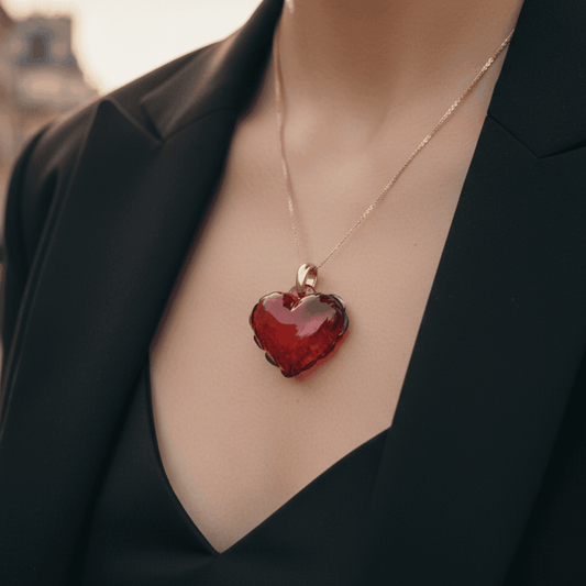  Lalique Souffle d'Amour Pendant Red Crystal 18K Yellow Gold Plated Jewelry by Lalique at  FormFluent