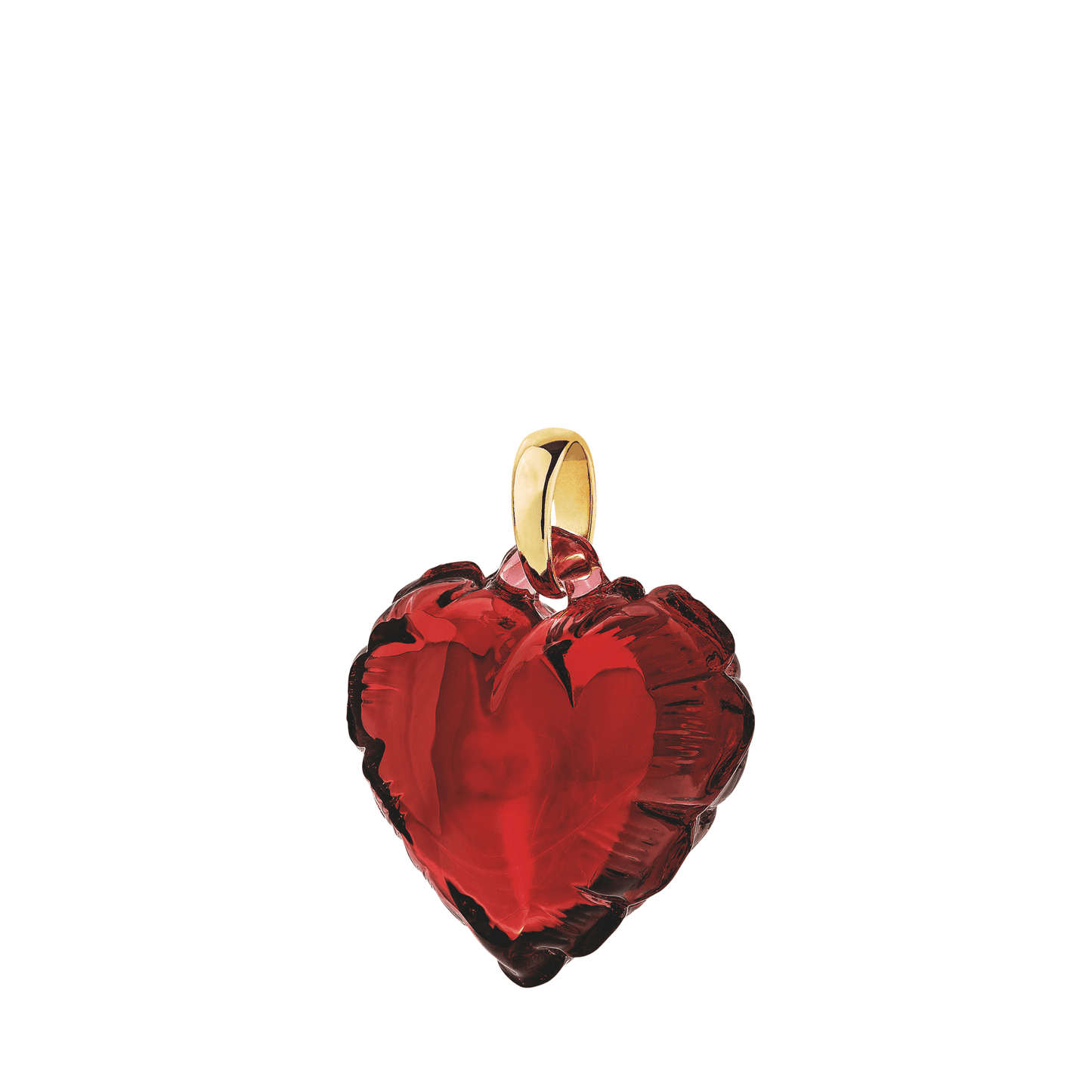  Lalique Souffle d'Amour Pendant Red Crystal 18K Yellow Gold Plated Jewelry by Lalique at  FormFluent