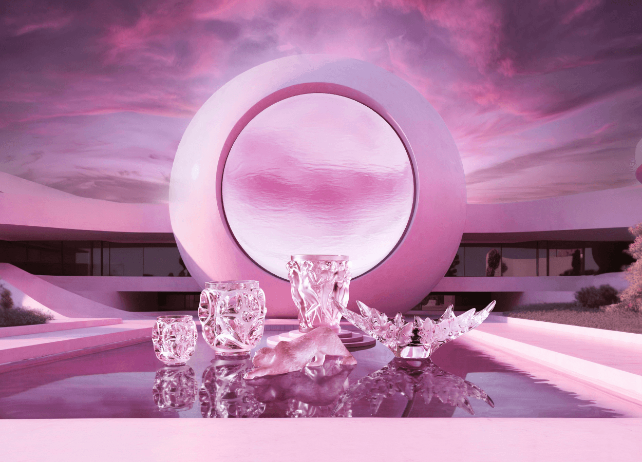 Lalique Champs-Élysées Small Bowl Pink Lustre Crystal Bowl by  Lalique at   FormFluent Sydney, Australia