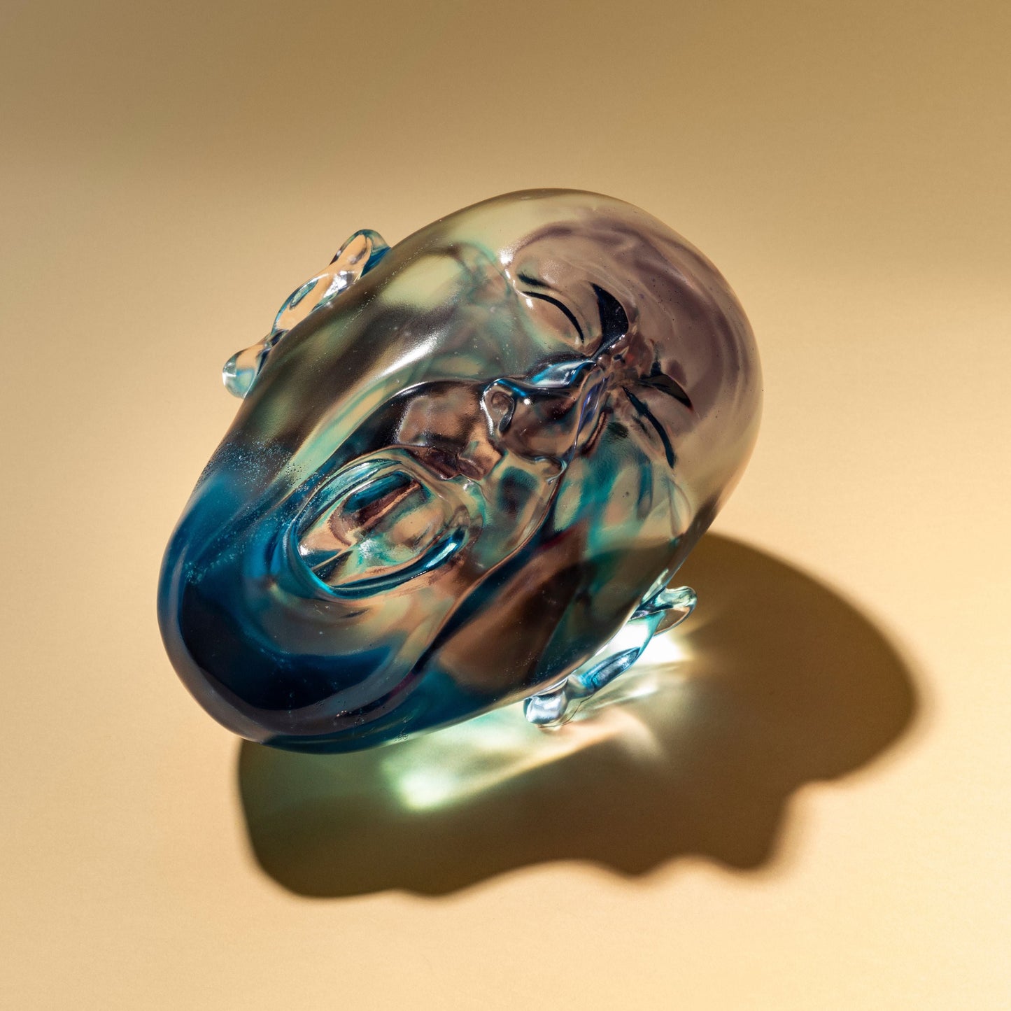 Lalique Yawning Man Blue Crystal Fang Lijun Lost Wax Limited Edition
