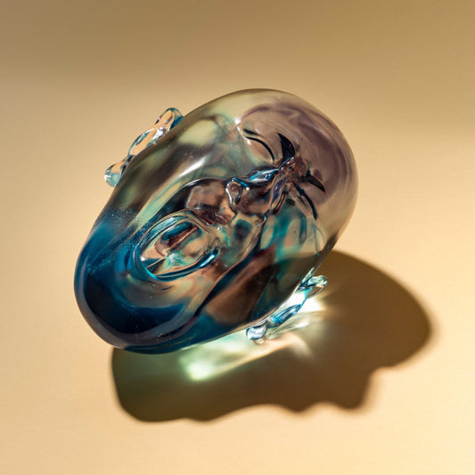 Lalique Yawning Man Blue Crystal Fang Lijun Lost Wax Limited Edition - FormFluent