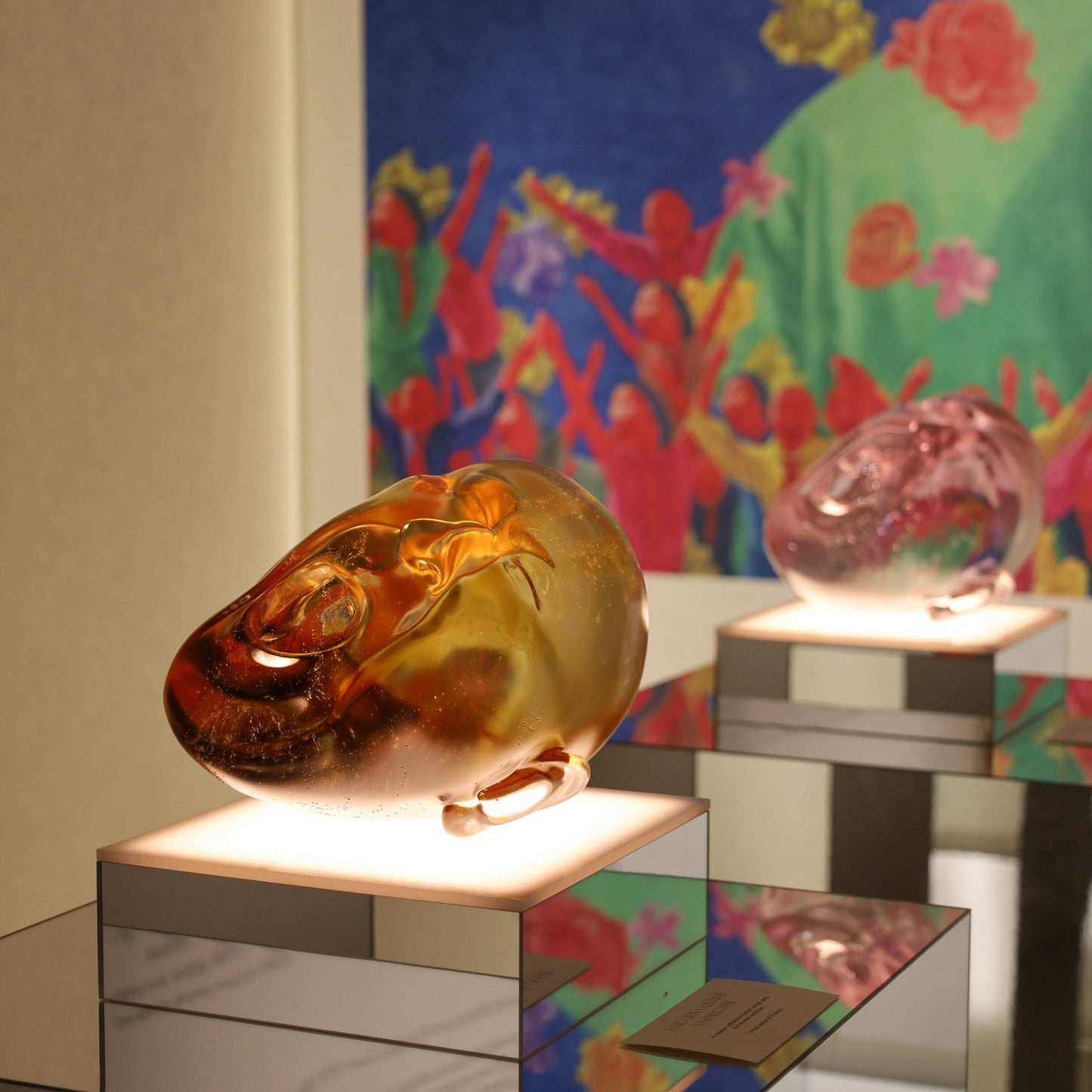 Lalique Yawning Man Amber Crystal Fang Lijun Lost Wax Limited Edition
