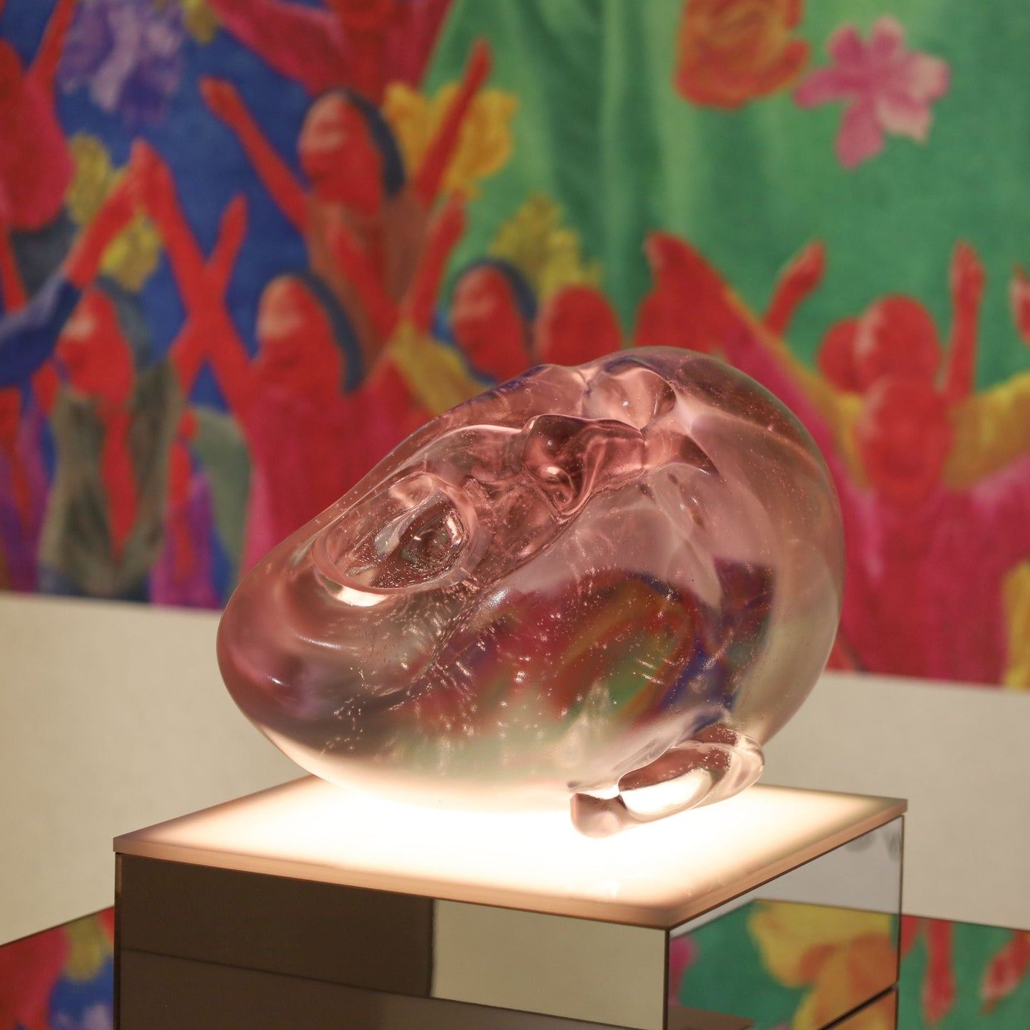 Lalique Yawning Man Pink Crystal Fang Lijun Lost Wax Limited Edition