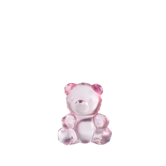 Lalique Teddy Air Small Sculpture Numbered Edition - Clear Crystal, Pink Luster