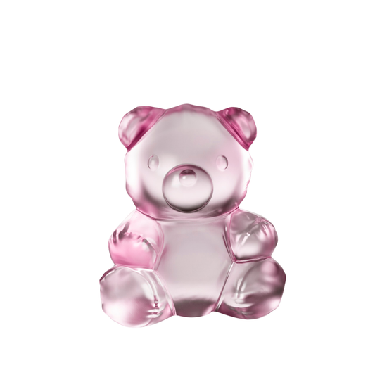 Lalique Teddy Air Large Sculpture Numbered Edition - Clear Crystal, Pink Luster