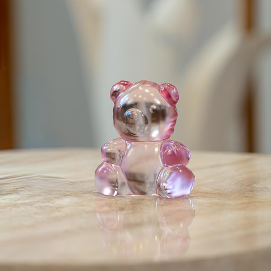 Lalique Teddy Air Large Sculpture Numbered Edition - Clear Crystal, Pink Luster