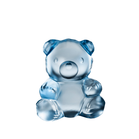 Lalique Teddy Air Large Sculpture Numbered Edition - Clear Crystal, Blue Luster