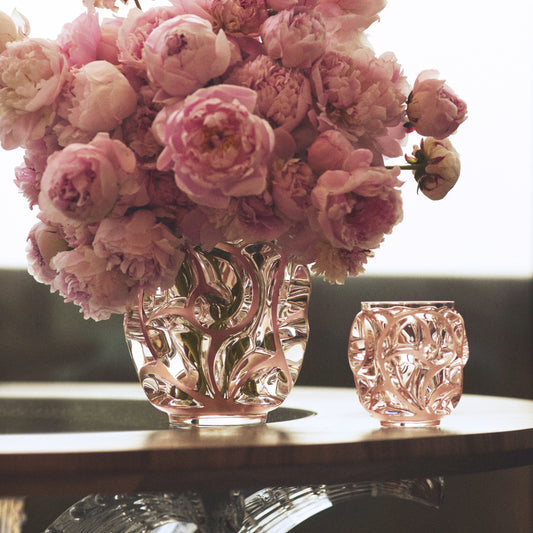 Lalique Tourbillons Vase Clear Crystal with Coral Patina Numbered Edition