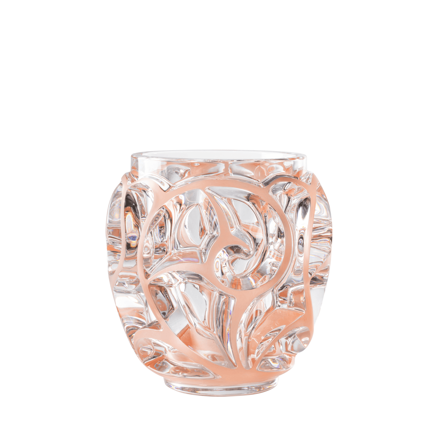 Lalique Tourbillons Vase Clear Crystal with Coral Patina Numbered Edition