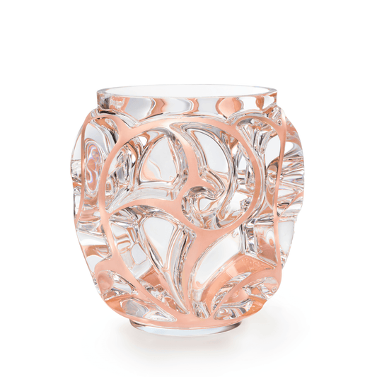 Lalique Tourbillons Grand XXL Vase Clear Crystal with Coral Patina Numbered Edition