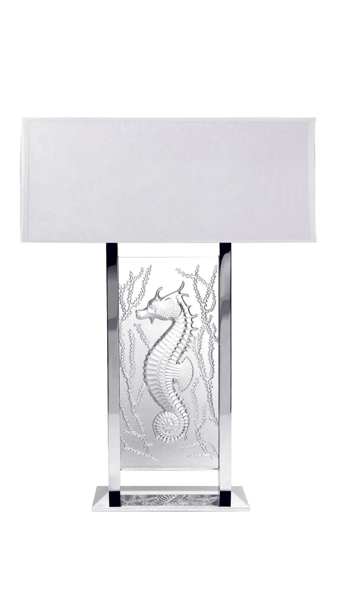 Lalique Poseidon Lamp Clear Crystal with Chrome Finish Lighting by  Lalique at   FormFluent Sydney, Australia