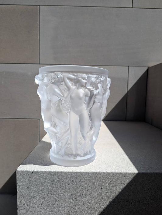 Lalique Bacchantes Vase Iconic Clear Crystal Vase by  Lalique at   FormFluent Sydney, Australia
