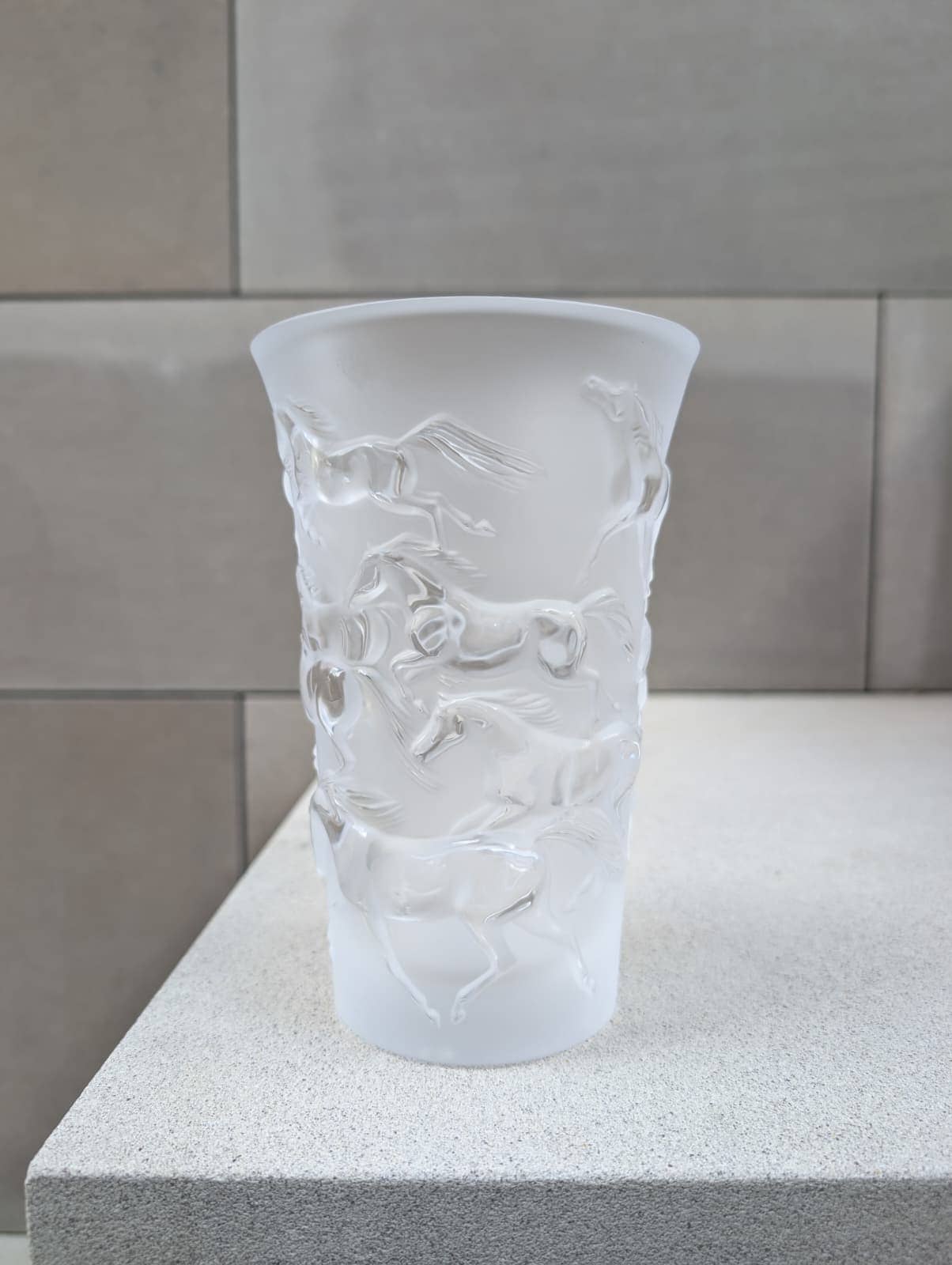 Lalique Mustang Horse Vase Vase by  Lalique at   FormFluent Sydney, Australia