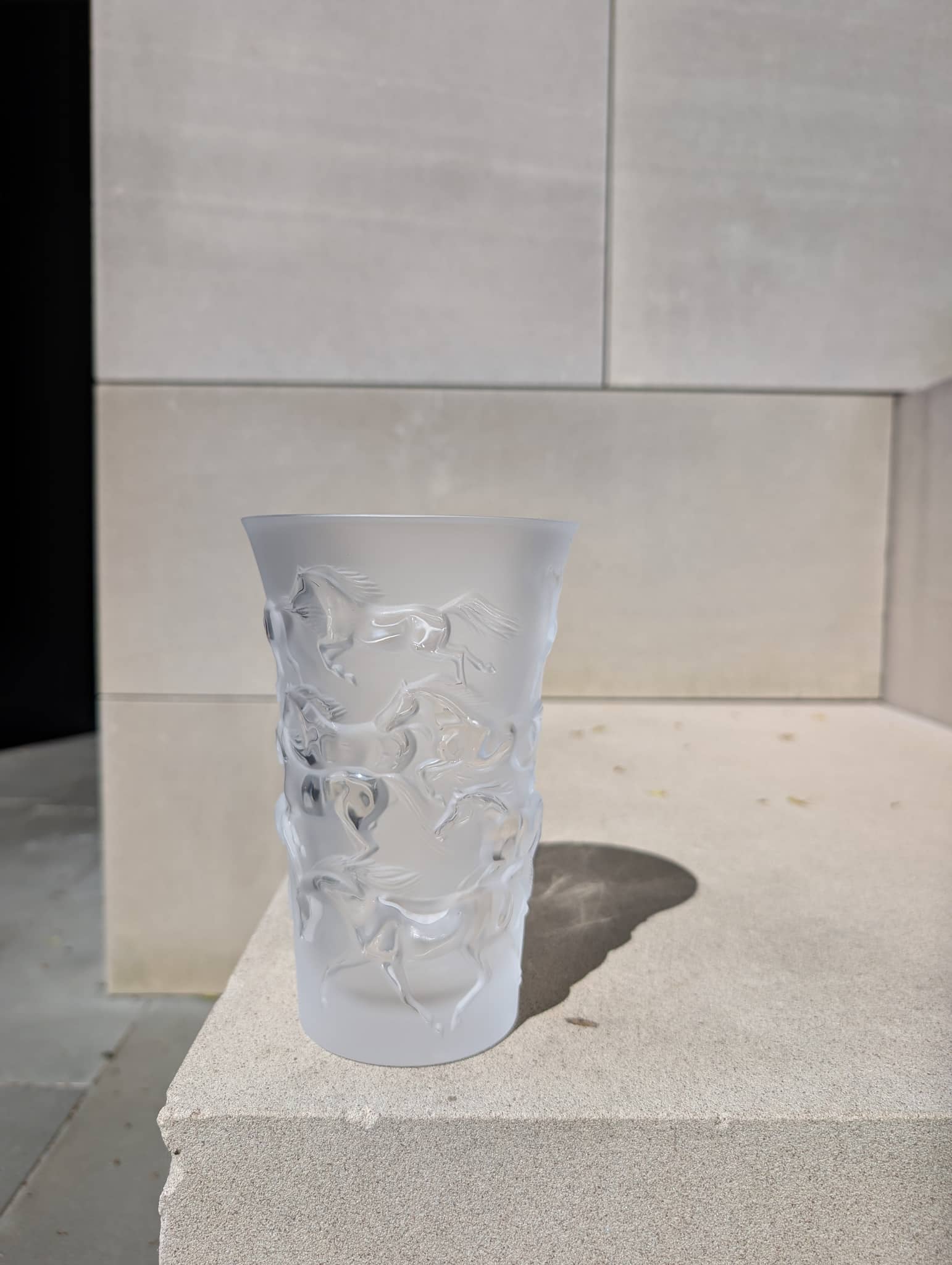Lalique Mustang Horse Vase Vase by  Lalique at   FormFluent Sydney, Australia