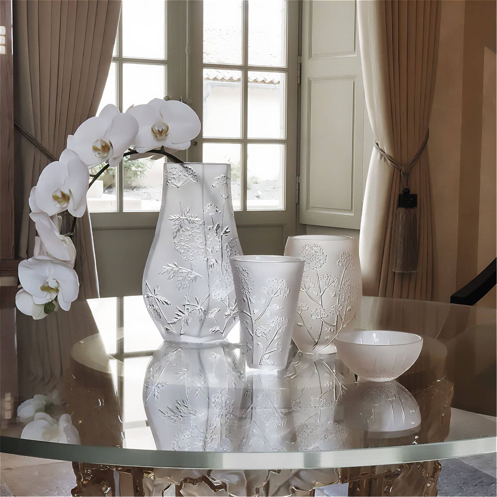 Lalique Ombelles Vase - Clear Crystal Vase by  Lalique at   FormFluent Sydney, Australia