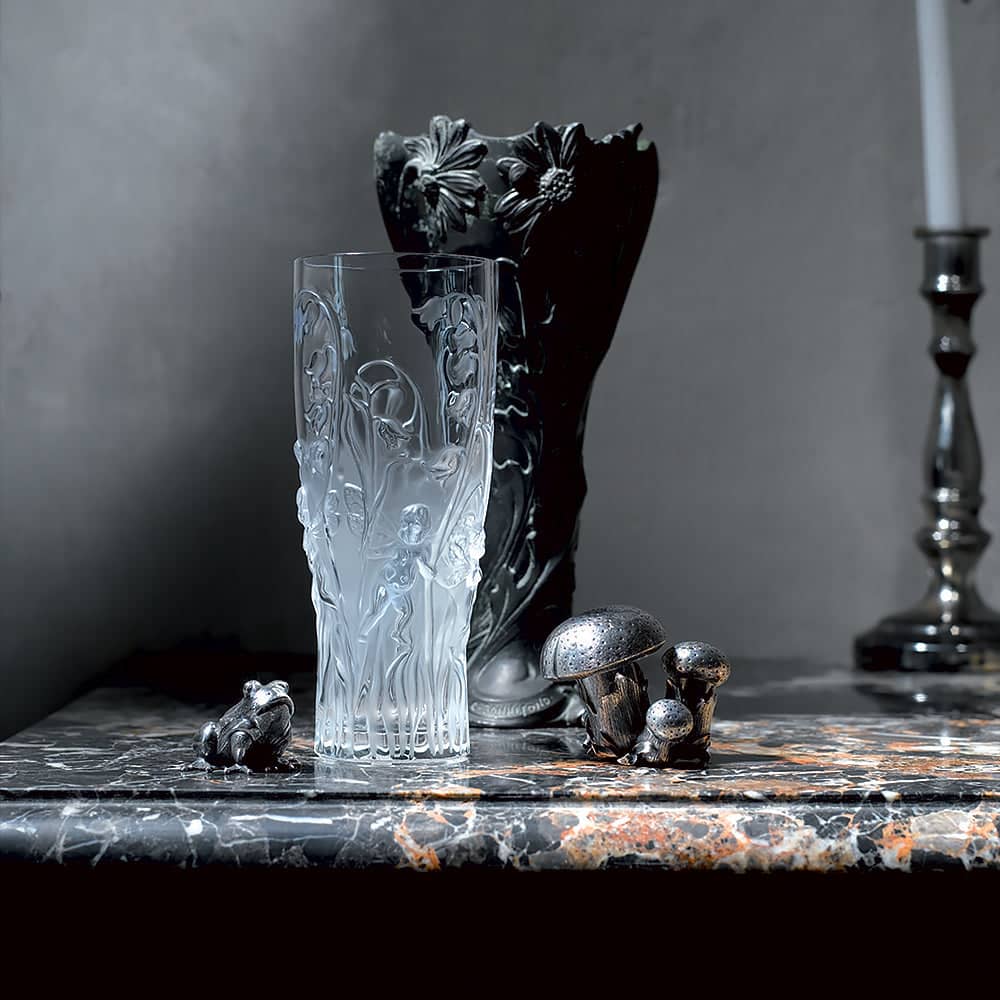 Lalique Elfes Vase Clear Crystal Vase by  Lalique at   FormFluent Sydney, Australia