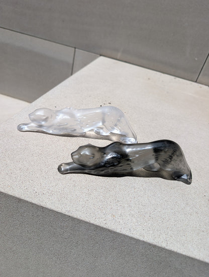 Lalique Zeila Panther Small Sculpture Grey Crystal Sculpture by  Lalique at   FormFluent Sydney, Australia