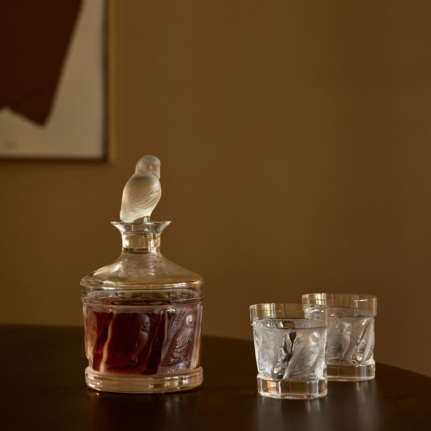  Lalique Owl Whisky Tumbler (Set of 2) Glassware by Lalique at  FormFluent