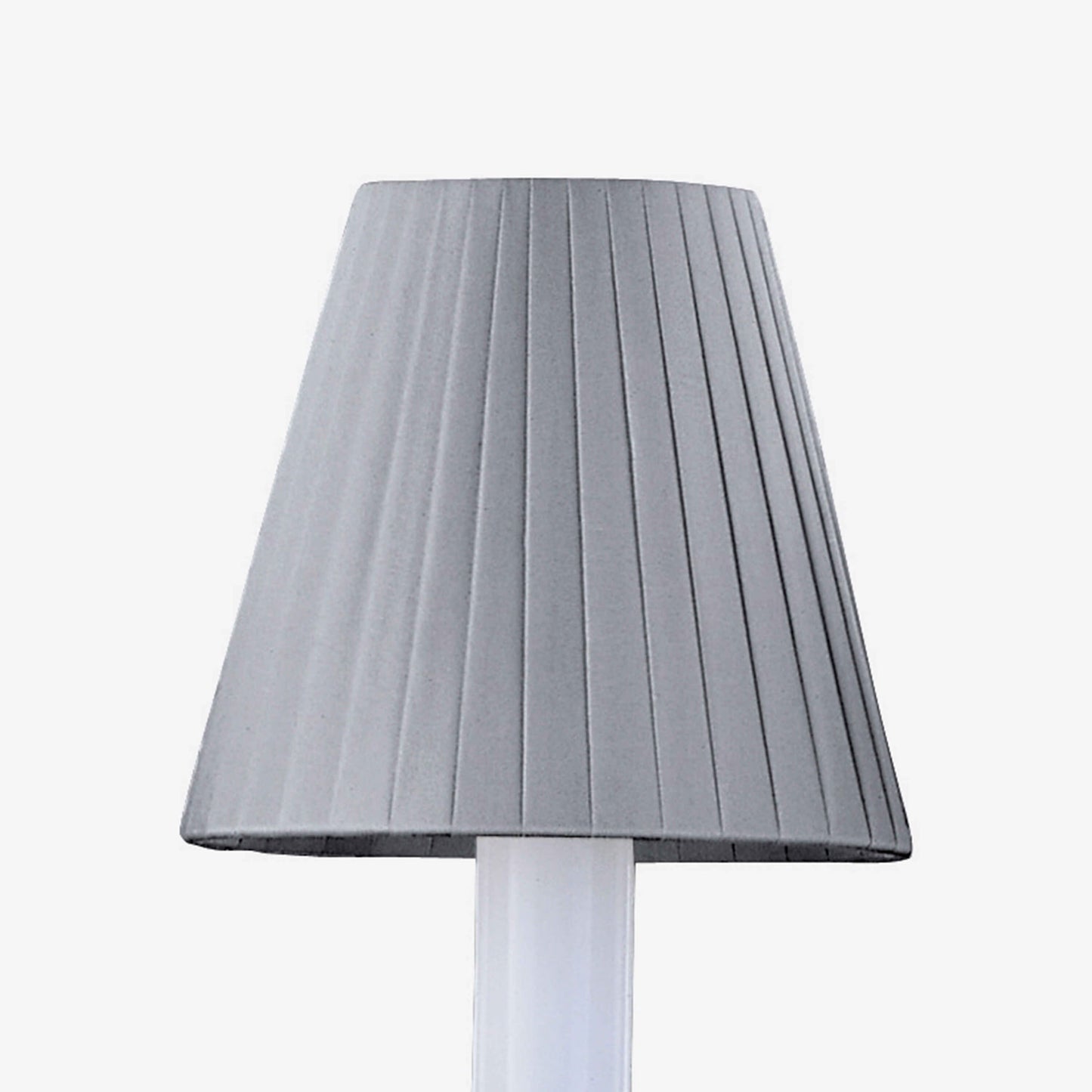 Grey pleated lampshade on a white background