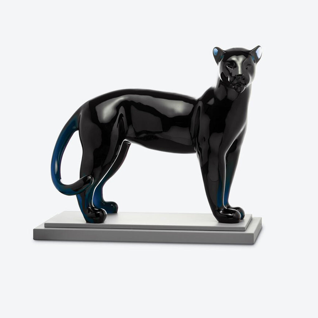Baccarat Large Panther Sculpture Limited Edition - Midnight Blue Crystal - FormFluent