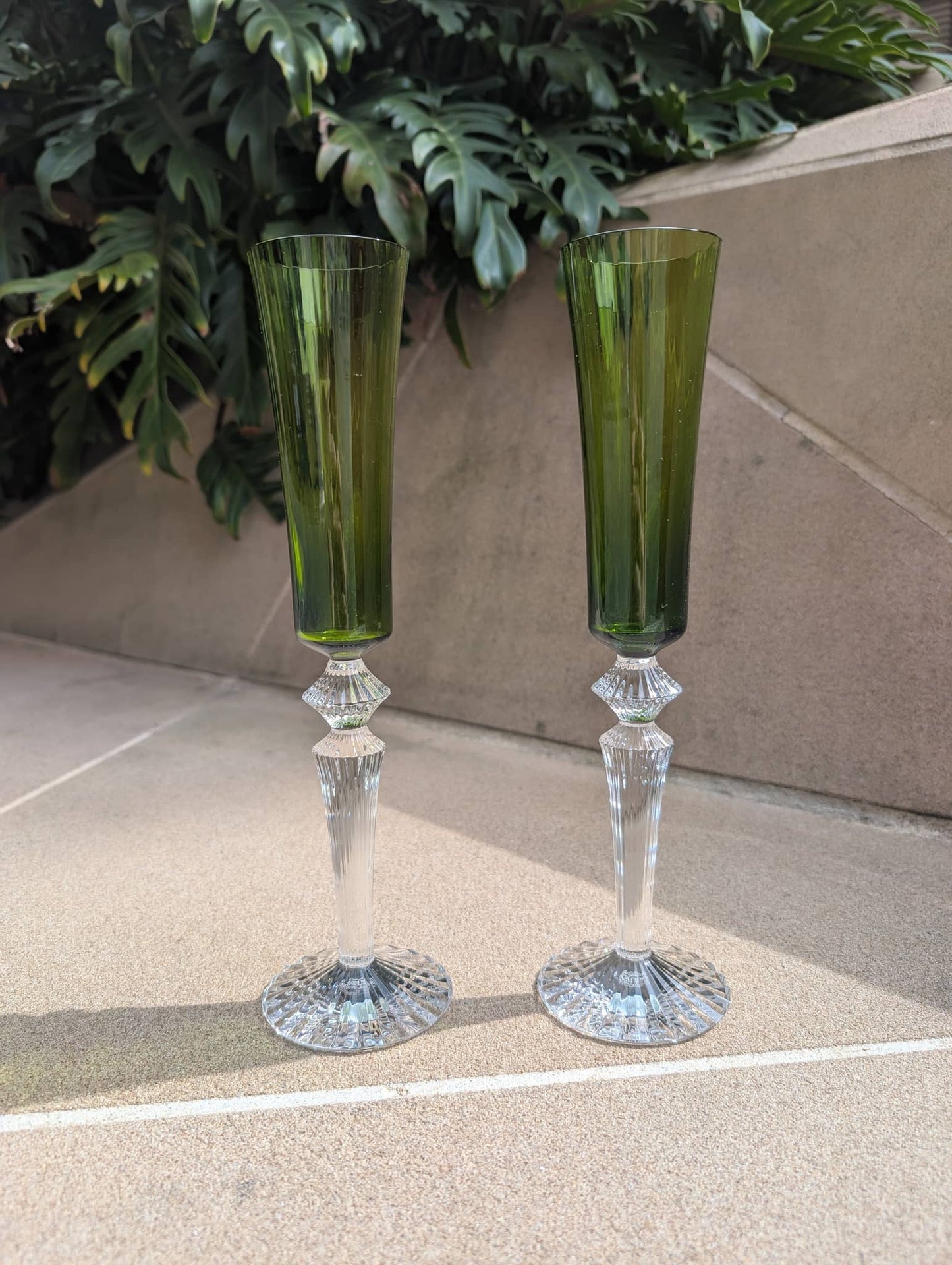 Baccarat Mille Nuits Flutissimo Champagne Flutes Moss Crystal (Set of 2) Barware by  Baccarat at   FormFluent Sydney, Australia
