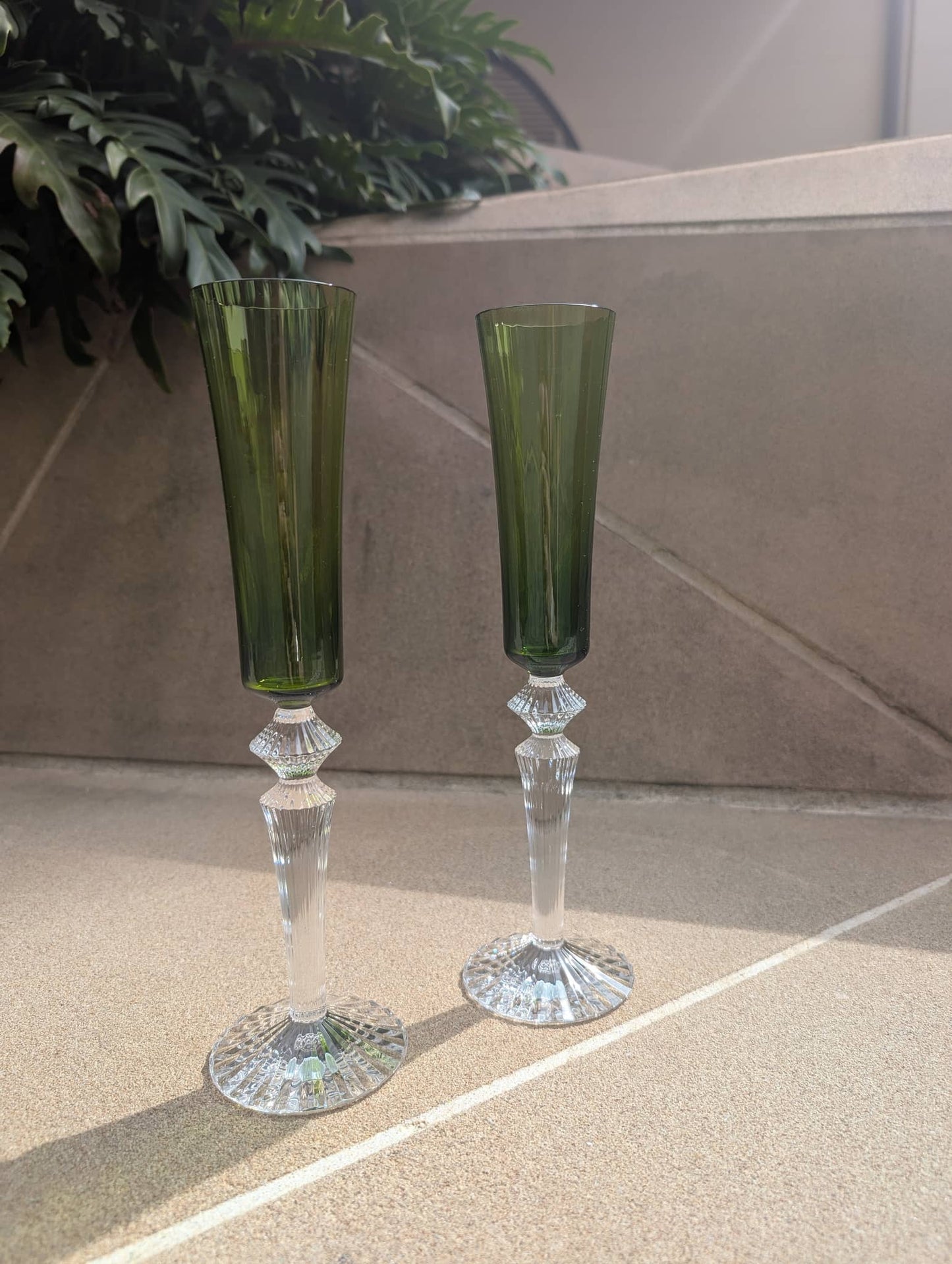 Baccarat Mille Nuits Flutissimo Champagne Flutes Moss Crystal (Set of 2) Barware by  Baccarat at   FormFluent Sydney, Australia