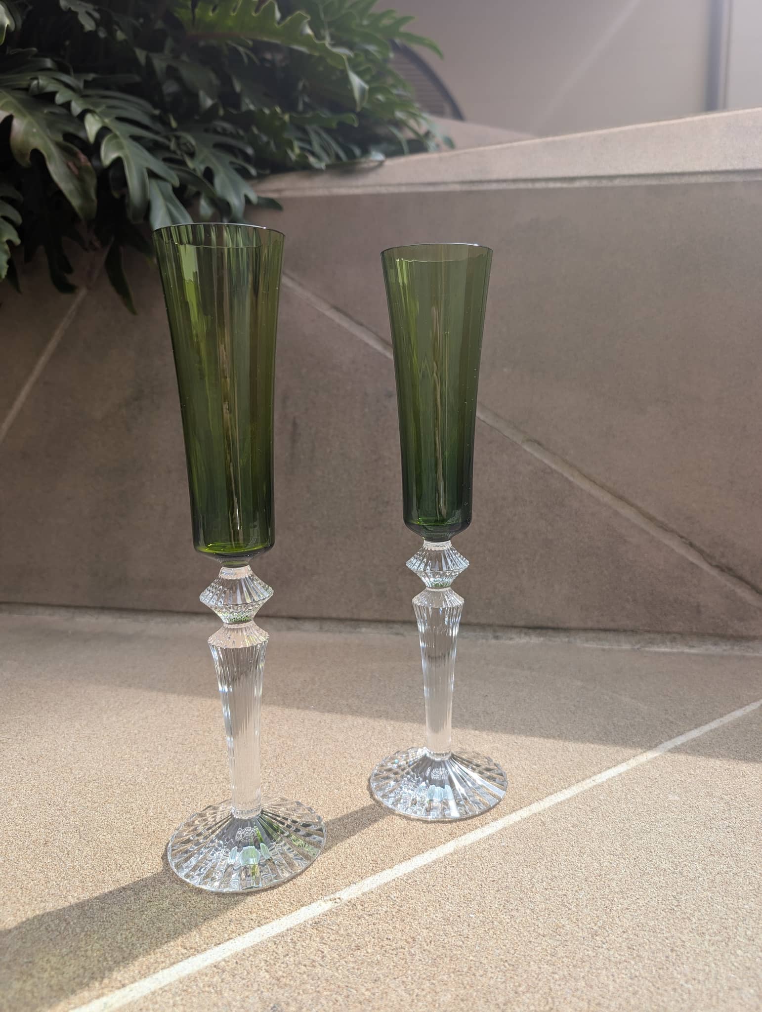 Baccarat Mille Nuits Flutissimo Champagne Flutes Moss Crystal (Set of 2) Barware by  Baccarat at   FormFluent Sydney, Australia