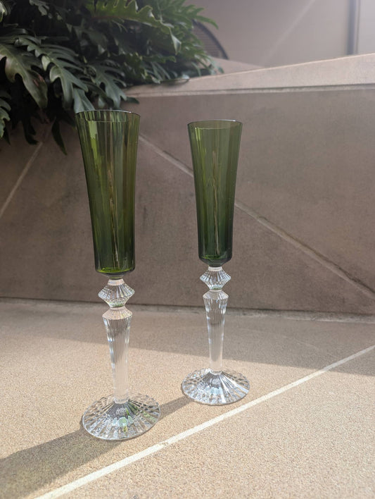 Baccarat Mille Nuits Flutissimo Champagne Flutes Moss Crystal (Set of 2) Barware by  Baccarat at   FormFluent Sydney, Australia