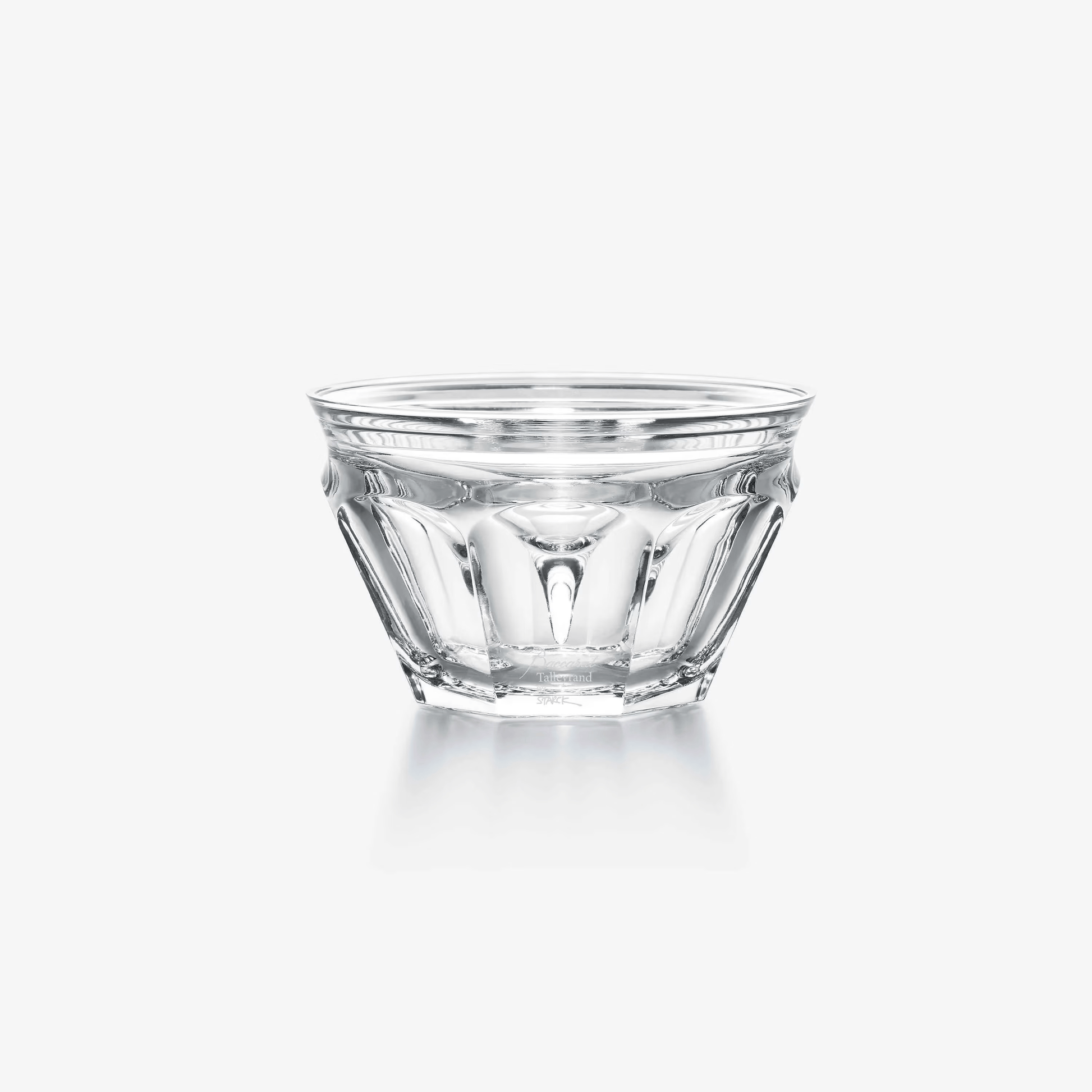 Clear crystal bowl on a white background