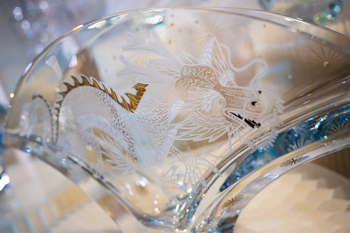 Baccarat Ginkgo Céleste Night Dragon Vase Limited Edition