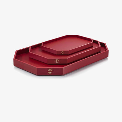Baccarat Lacquer Octogone Tray Red (S/M/L)  by  Baccarat at   FormFluent Sydney, Australia