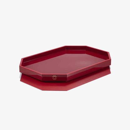 Baccarat Lacquer Octogone Tray Red (S/M/L)  by  Baccarat at   FormFluent Sydney, Australia