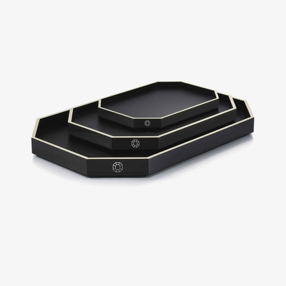 Baccarat Lacquer Octogone Tray Black (S/M/L)  by  Baccarat at   FormFluent Sydney, Australia