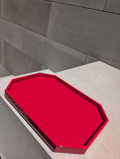 Baccarat Lacquer Octogone Tray Red (S/M/L)  by  Baccarat at   FormFluent Sydney, Australia