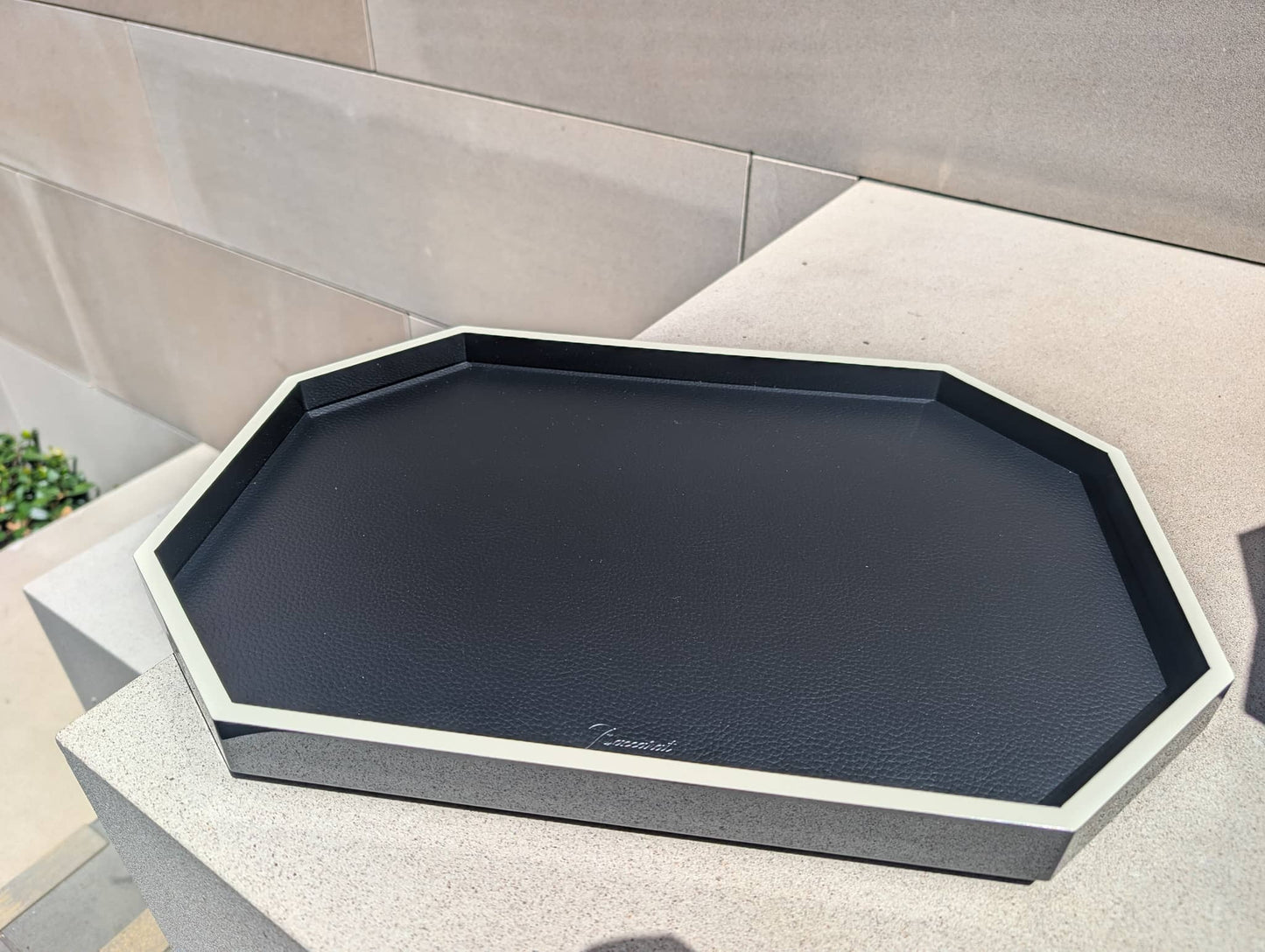 Baccarat Lacquer Octogone Tray Black (S/M/L)  by  Baccarat at   FormFluent Sydney, Australia