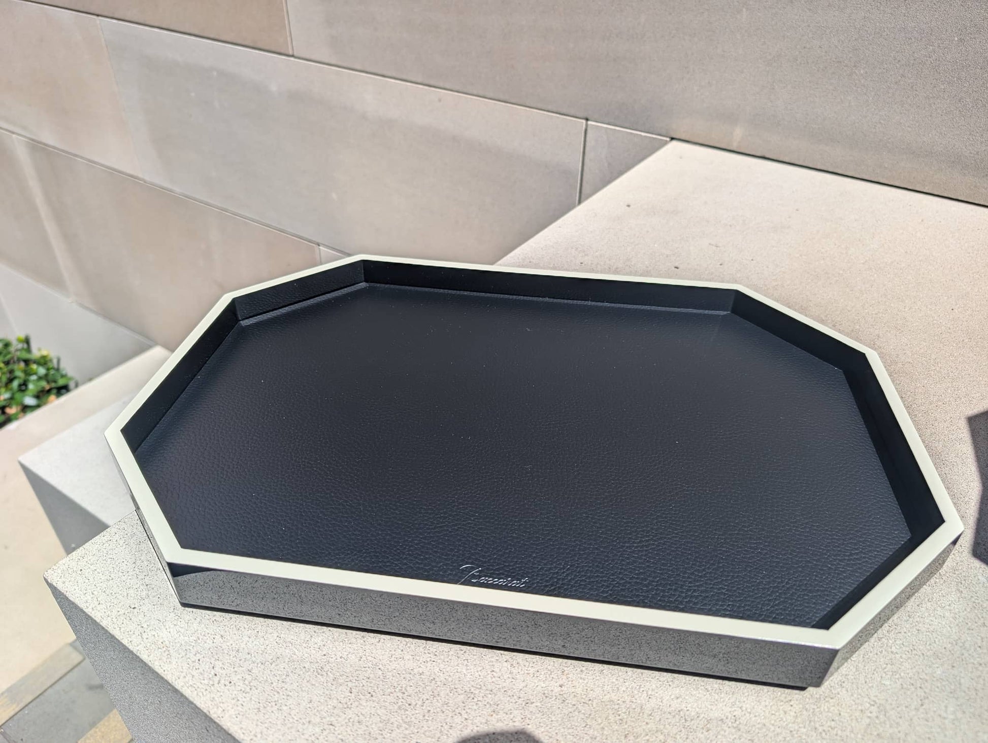 Baccarat Lacquer Octogone Tray Black (S/M/L)  by  Baccarat at   FormFluent Sydney, Australia