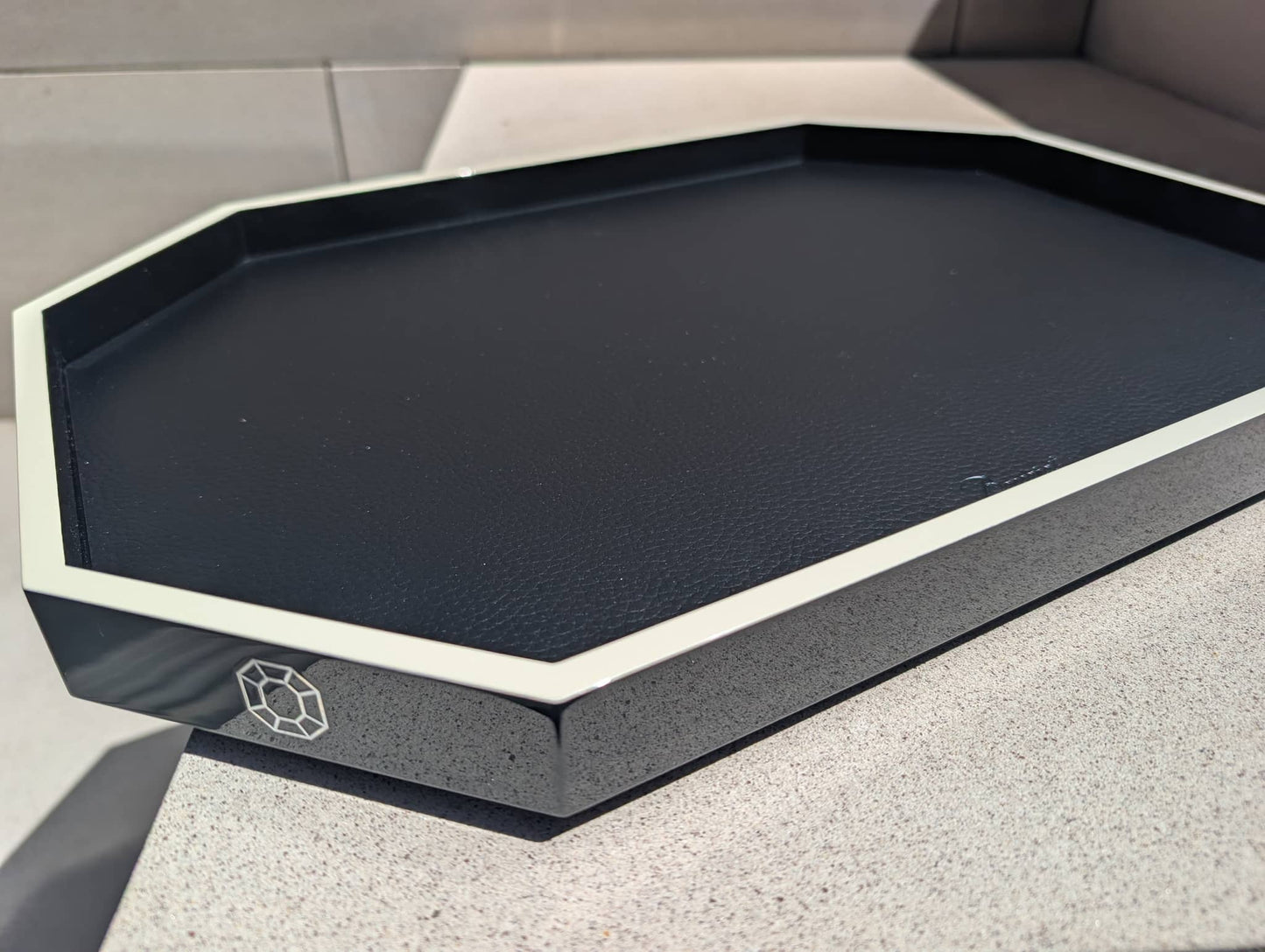 Baccarat Lacquer Octogone Tray Black (S/M/L)  by  Baccarat at   FormFluent Sydney, Australia