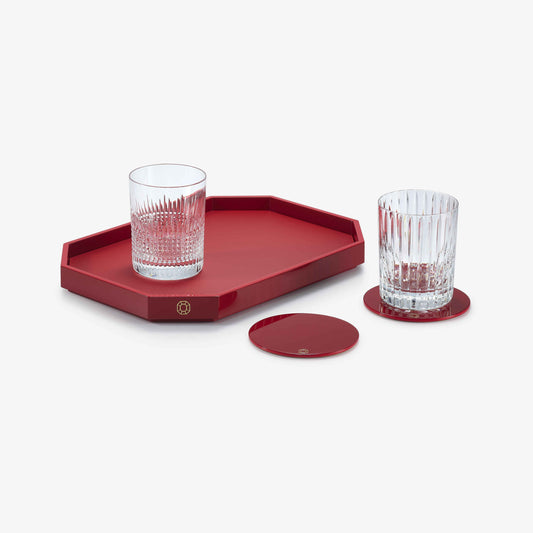  Baccarat Lacquer Octogone Tray Red (S/M/L)  by Baccarat at  FormFluent