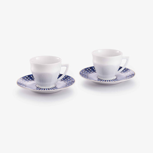 Baccarat Arcadia Talleyrand Blue Coffee Cups & Saucers (Set of 4) - FormFluent