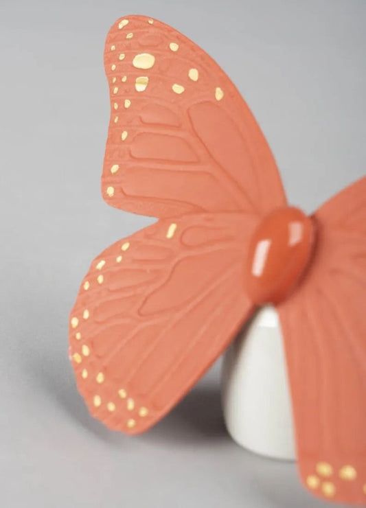 Lladró Butterfly Figurine Coral with Gold Lustre Sculpture by  Lladró at   FormFluent Sydney, Australia