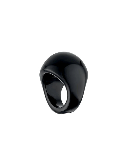 Lalique Cabochon Ring - Black Crystal  - FormFluent Sydney Australia