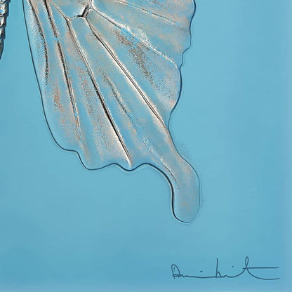 Lalique Eternal Beauty Butterfly Damien Hirst Turquoise Crystal Platinum Stamped Limited Edition Sculpture by  Lalique at   FormFluent Sydney, Australia