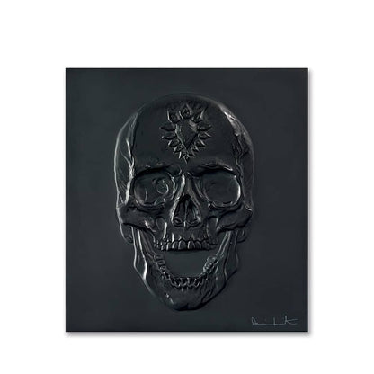 Lalique Eternal Memento Skull Damien Hirst Black Crystal Gold Stamped Limited Edition Sculpture by  Lalique at   FormFluent Sydney, Australia