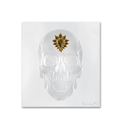 Lalique Eternal Memento Skull Damien Hirst Black Crystal Gold Stamped Limited Edition Sculpture by  Lalique at   FormFluent Sydney, Australia
