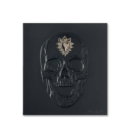 Lalique Eternal Memento Skull Damien Hirst Black Crystal Gold Stamped Limited Edition Sculpture by  Lalique at   FormFluent Sydney, Australia