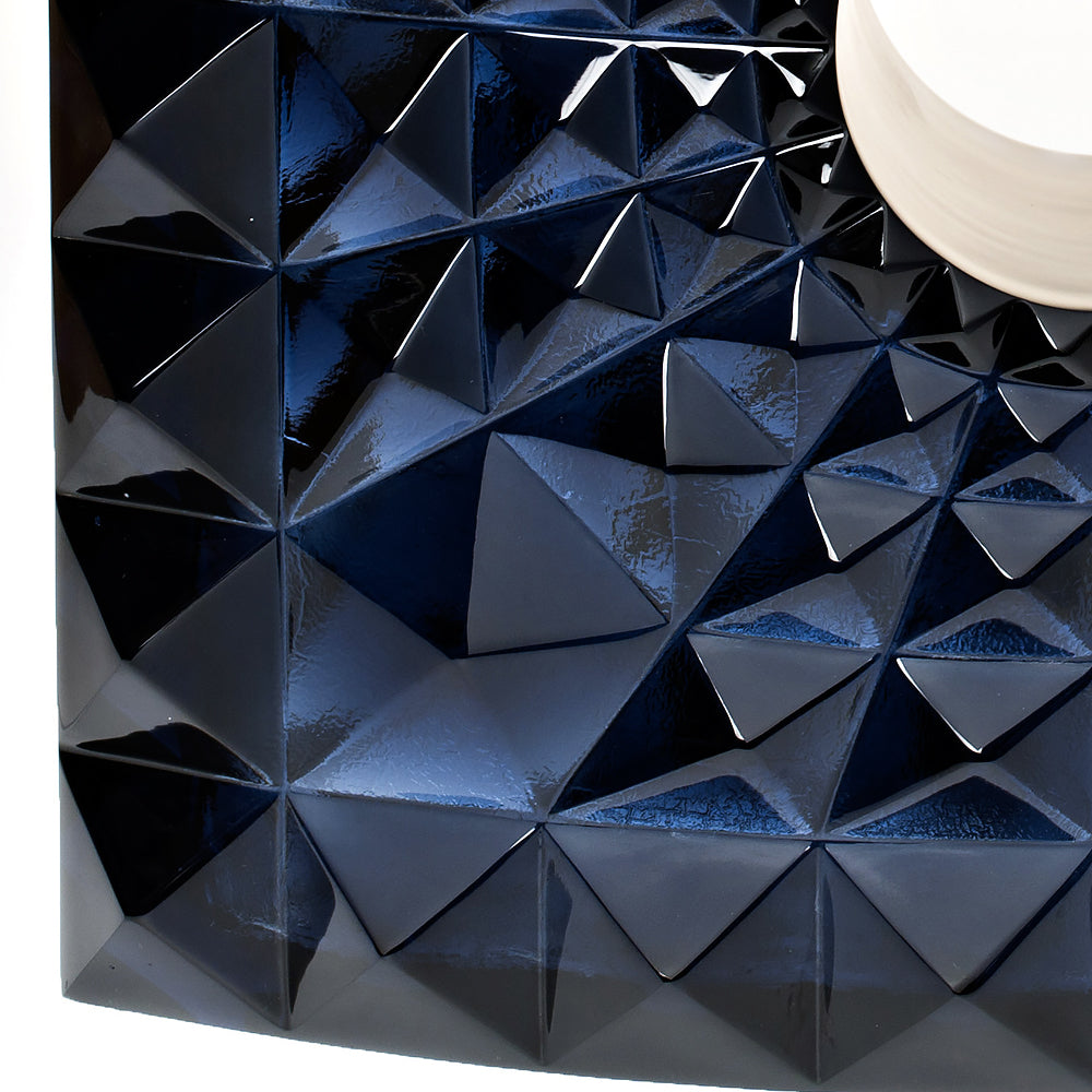 Lalique Géo Vase Mario Botta 2016 Midnight Blue Crystal Lost Wax Limited Edition - FormFluent