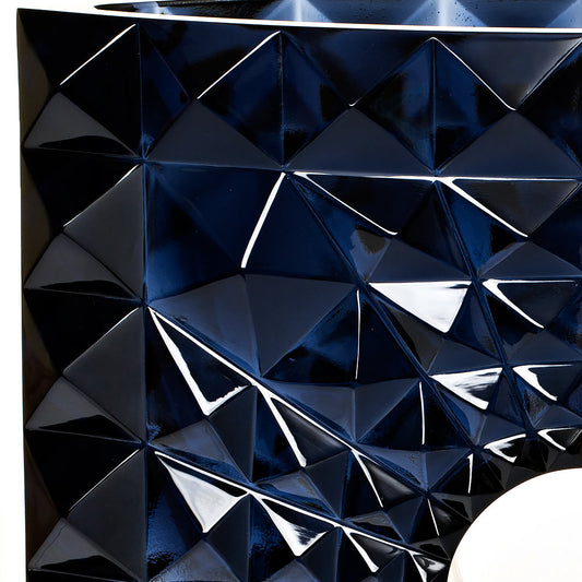 Lalique Géo Vase Mario Botta 2016 Midnight Blue Crystal Lost Wax Limited Edition