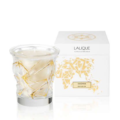 Lalique Oceans "Gold Edition" Crystal Scented Candle Candle by  Lalique at   FormFluent Sydney, Australia