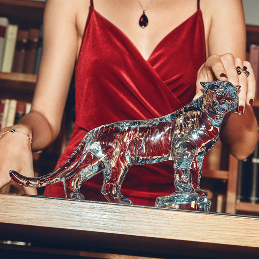 Baccarat Roaring Bengal Sculpture Crystal Animal